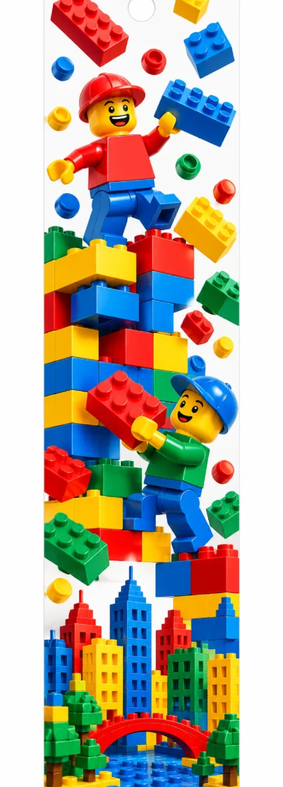 Example of Colorful LEGO City Bookmark Scene